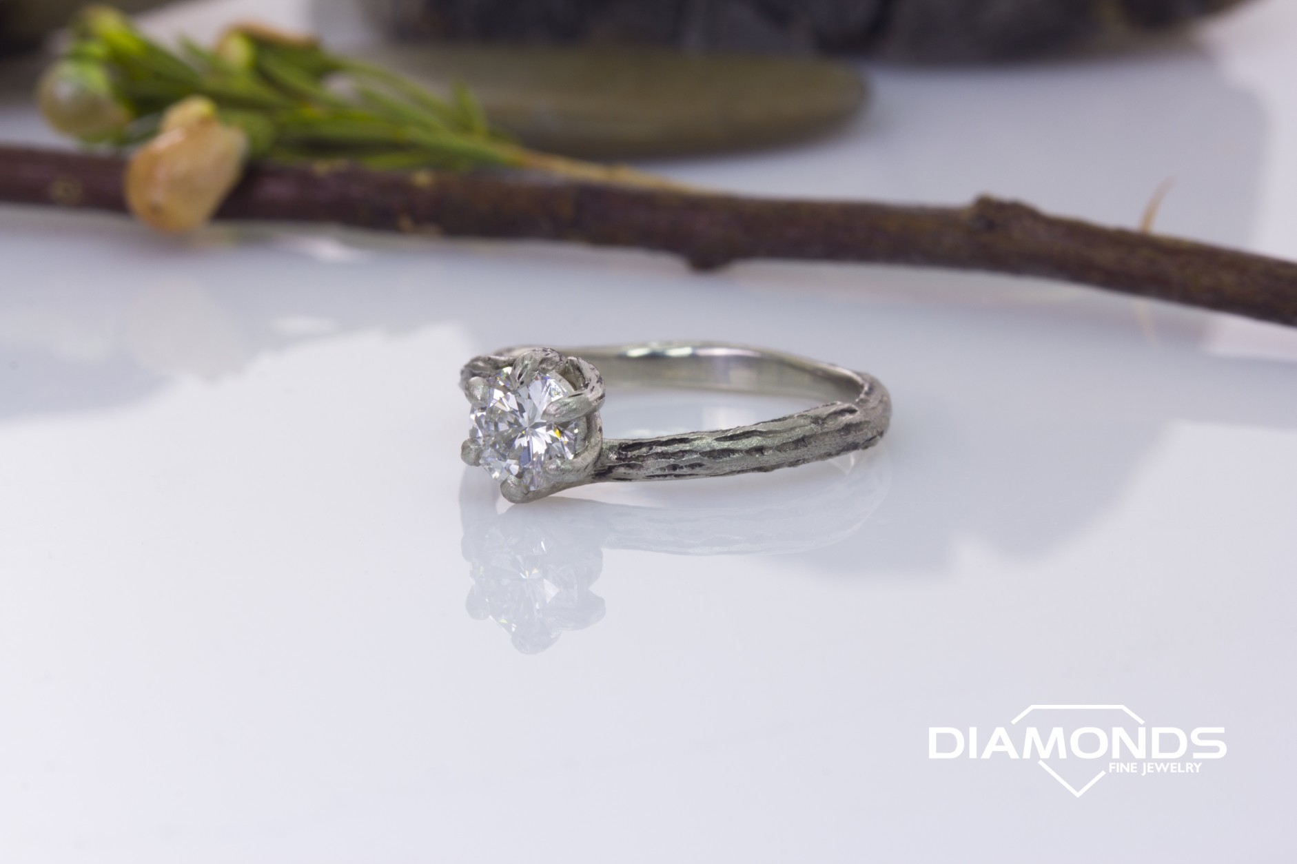 6 prong, bypass, diamond, organic, round cut
