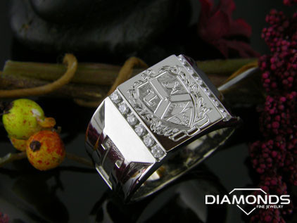 Custom Gents Fraternity Ring Diamonds Fine Jewelry D 00267